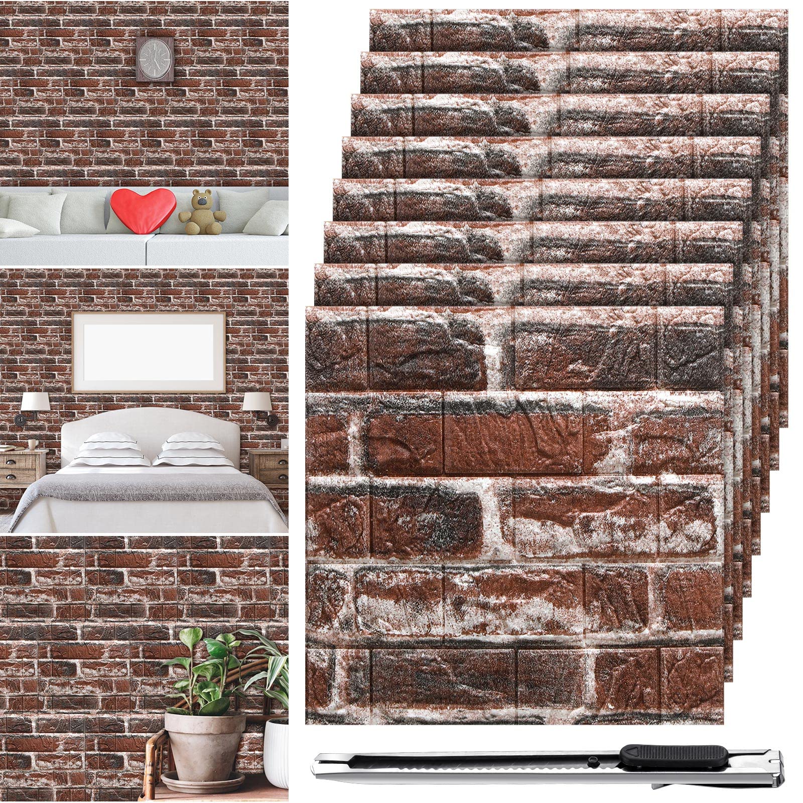 Tinlade red brick 3D wall panel for easy DIY wall upgrade