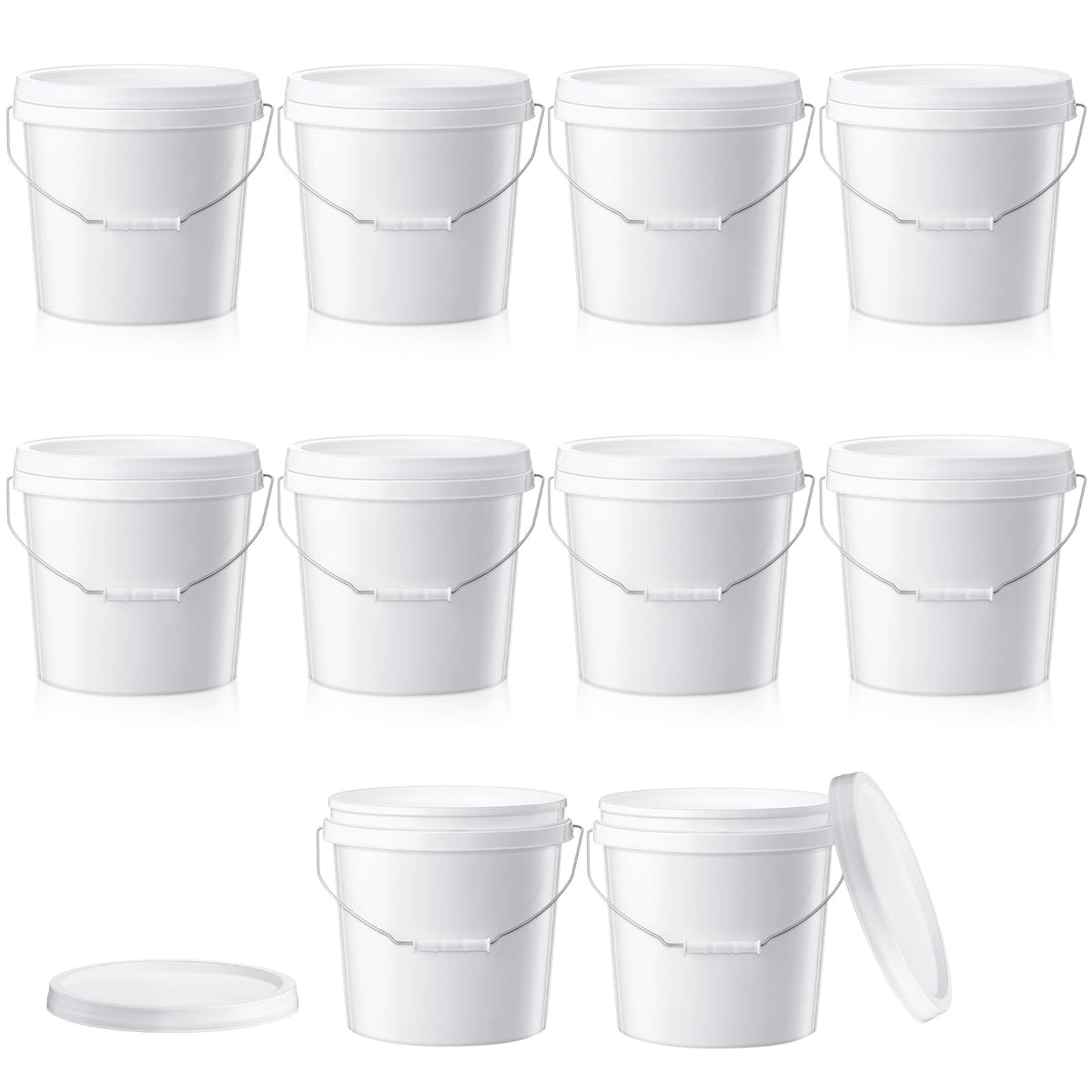 Tioncy 2-gallon bucket with lid in a 10-pack for organized storage