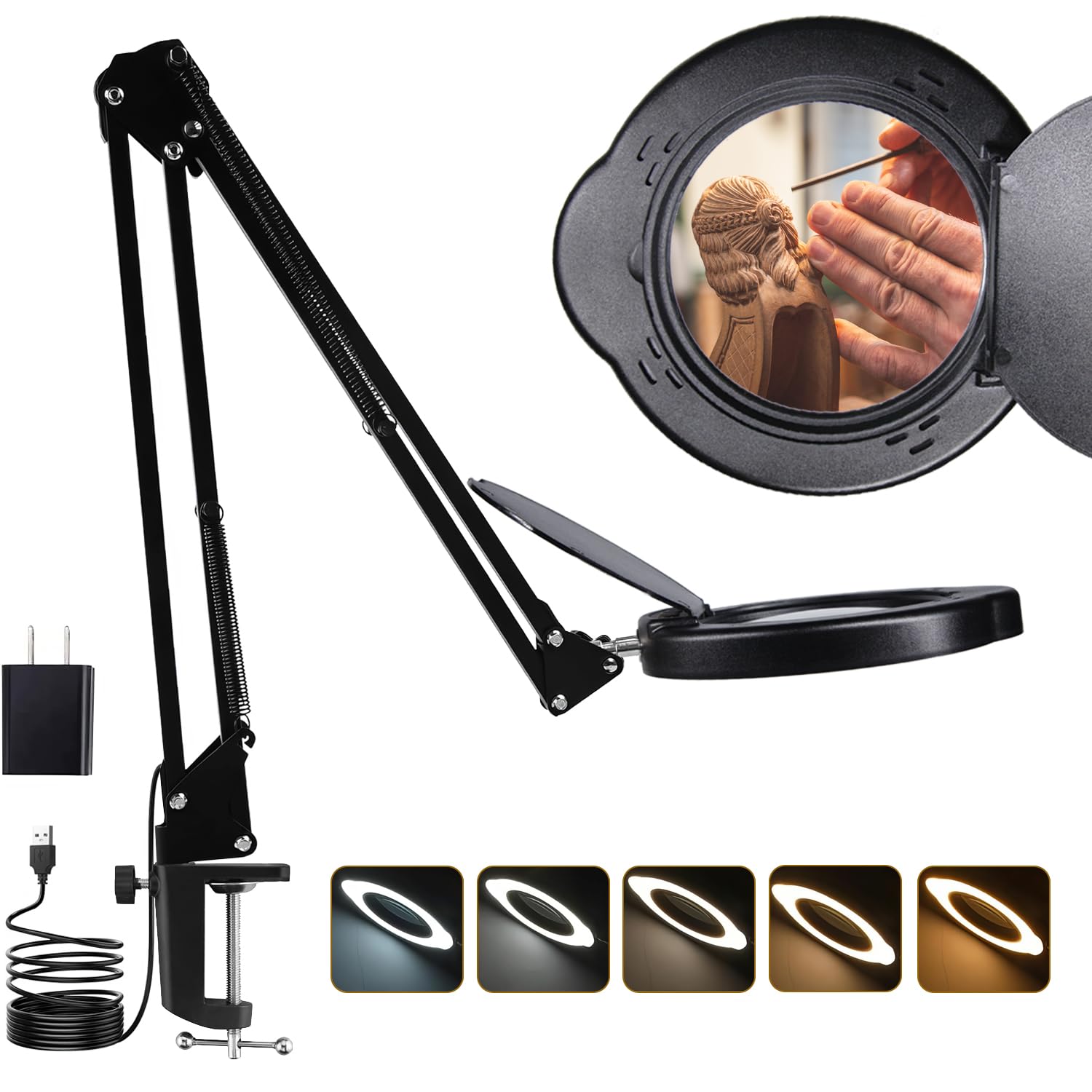 Tioneger 15X magnifying lamp lens offers precise viewing for crafts