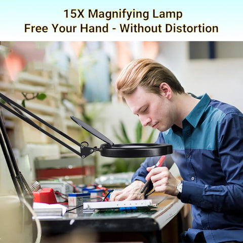 Tioneger desk lamp with clamp enables hands-free magnification for detailed work