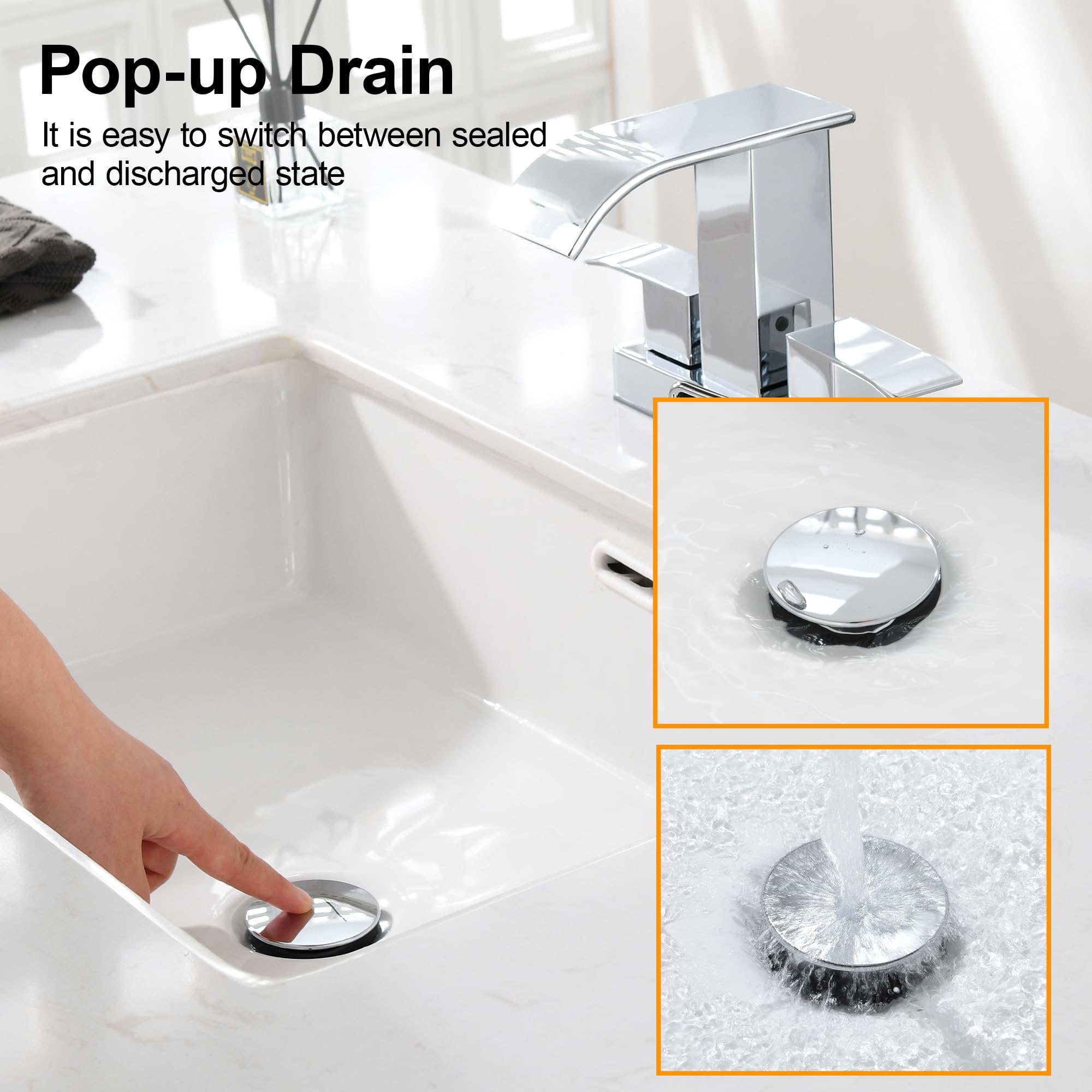 TIORIY chrome drain hole compatibility with standard fittings