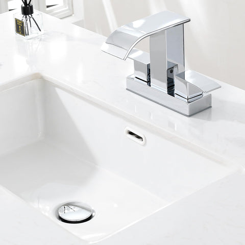 TIORIY chrome pop-up drain in use on a vessel sink