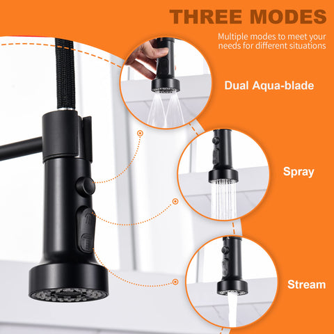 TIORIY matte black finish faucet head adds modern style and durability.