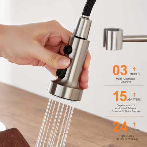 TIORIY three-function nozzle offers stream, spray, and blade modes