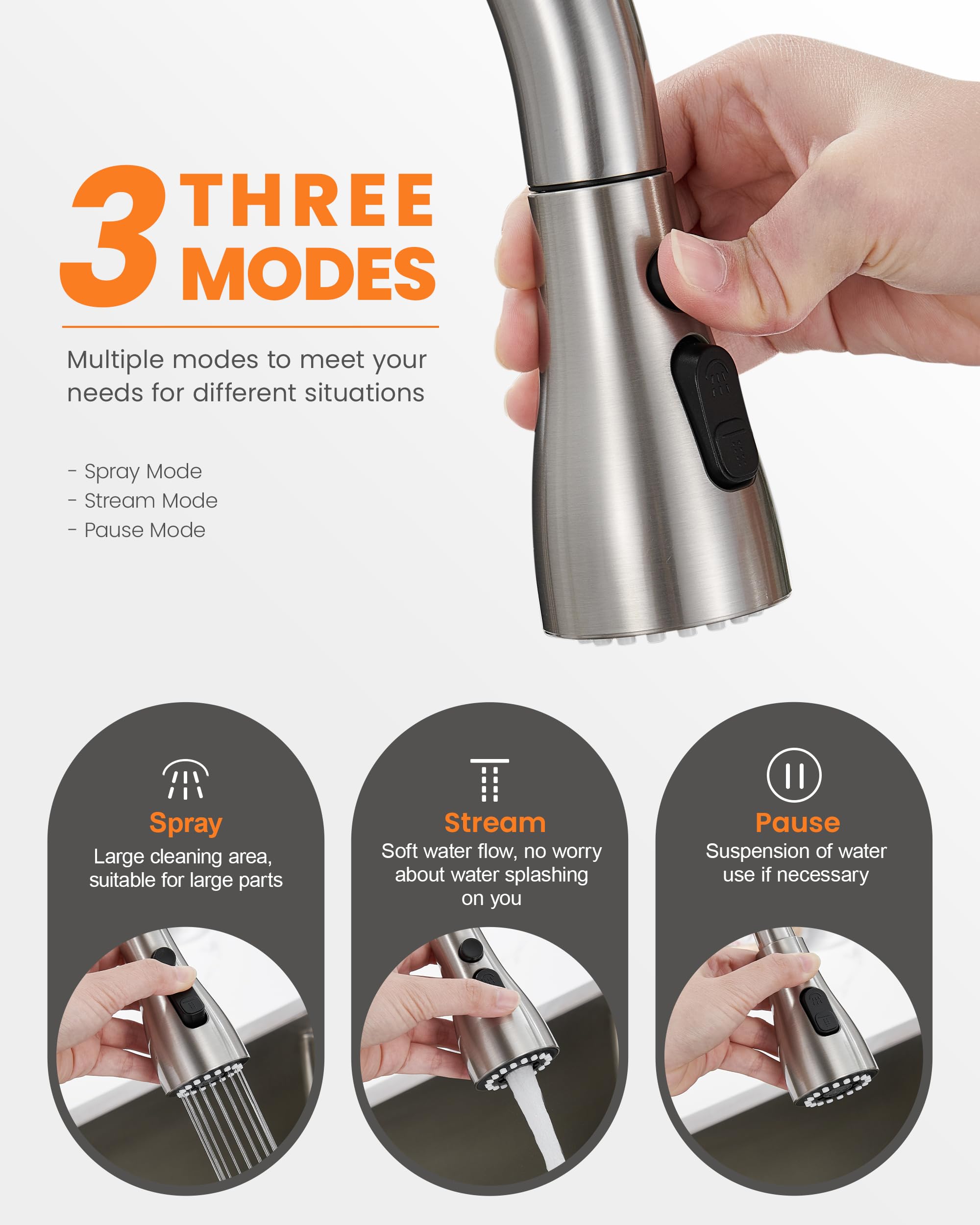 TIORIY brushed nickel finish adds durable shine to any modern kitchen