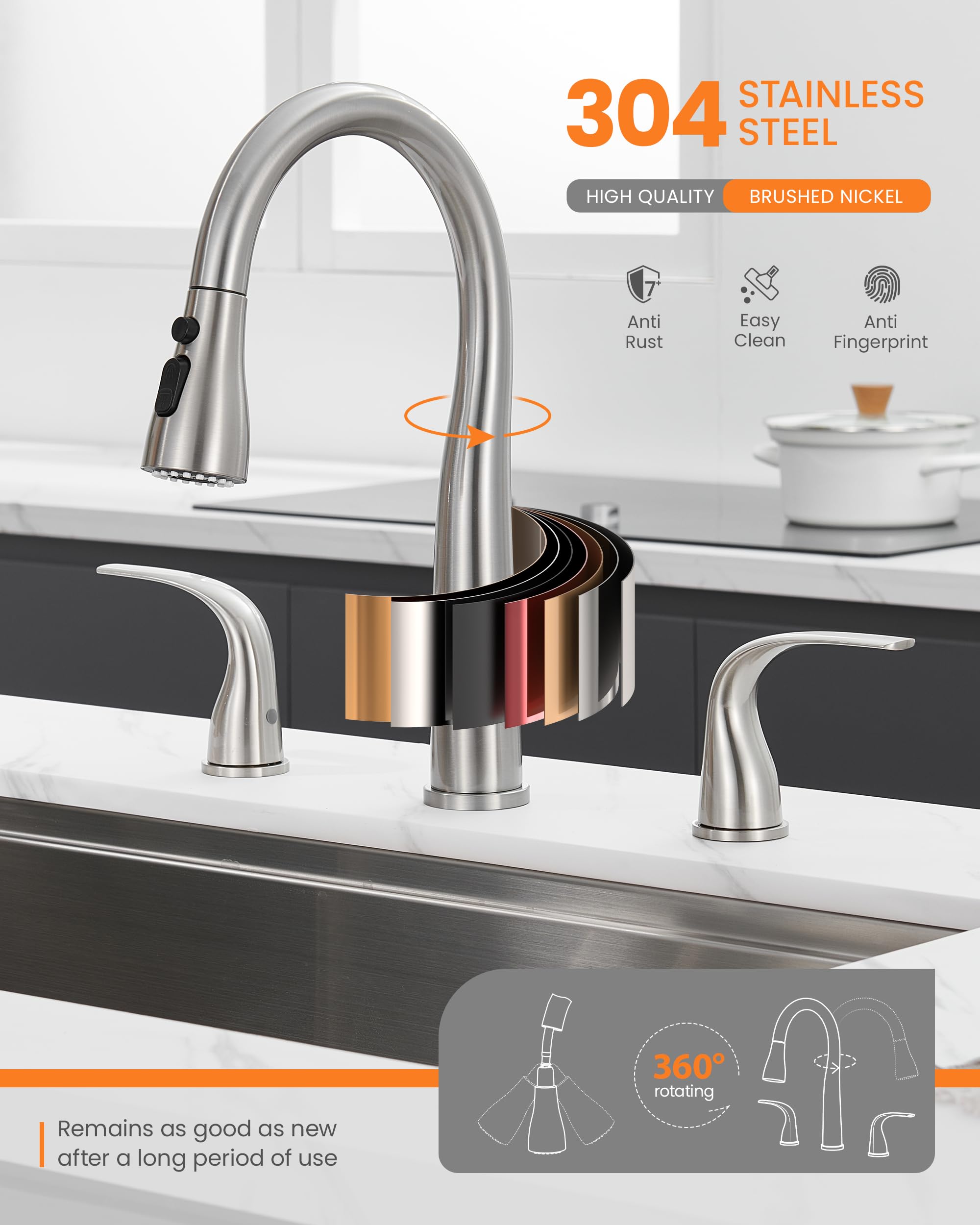 TIORIY high-arc spout provides clear space for large pots and bulky pans