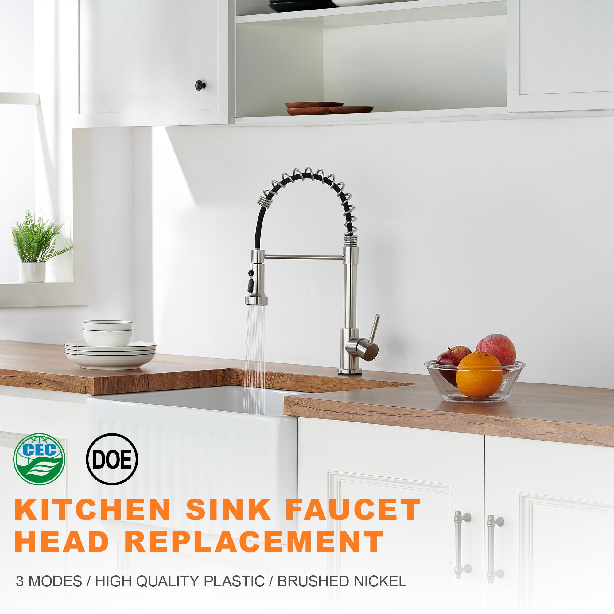 TIORIY spray head with 15 adapters for broad faucet compatibility