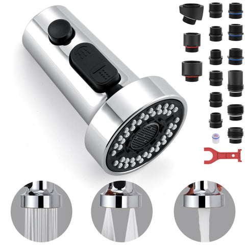 TIORIY faucet head with three-function spray for versatility.