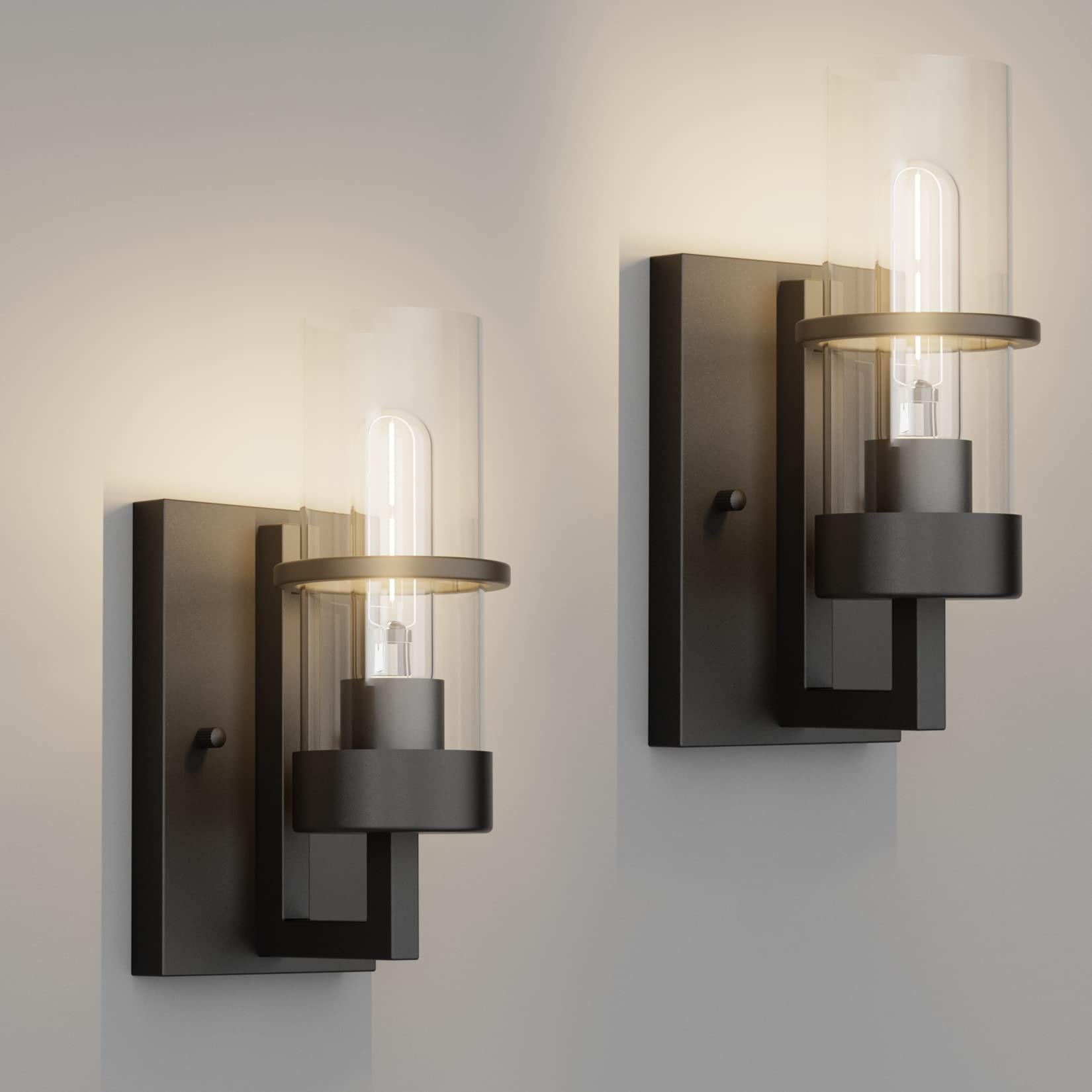 Tipace black hardwired wall sconce pair for modern hallway lighting