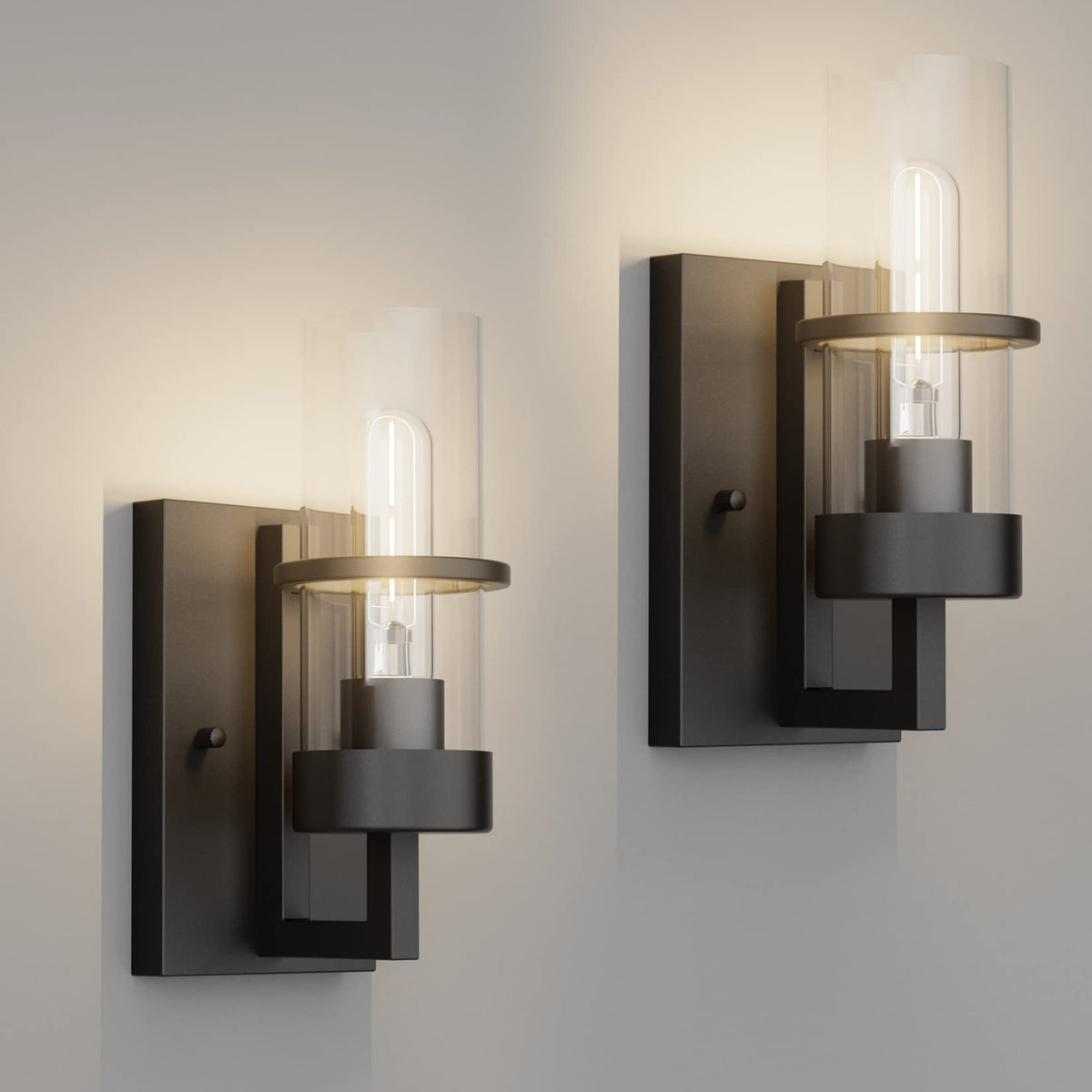 Tipace black hardwired wall sconce pair for modern hallway lighting