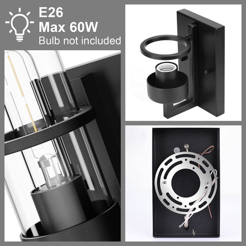 Tipace LED-compatible wall sconce with E26 base for bulb upgrades