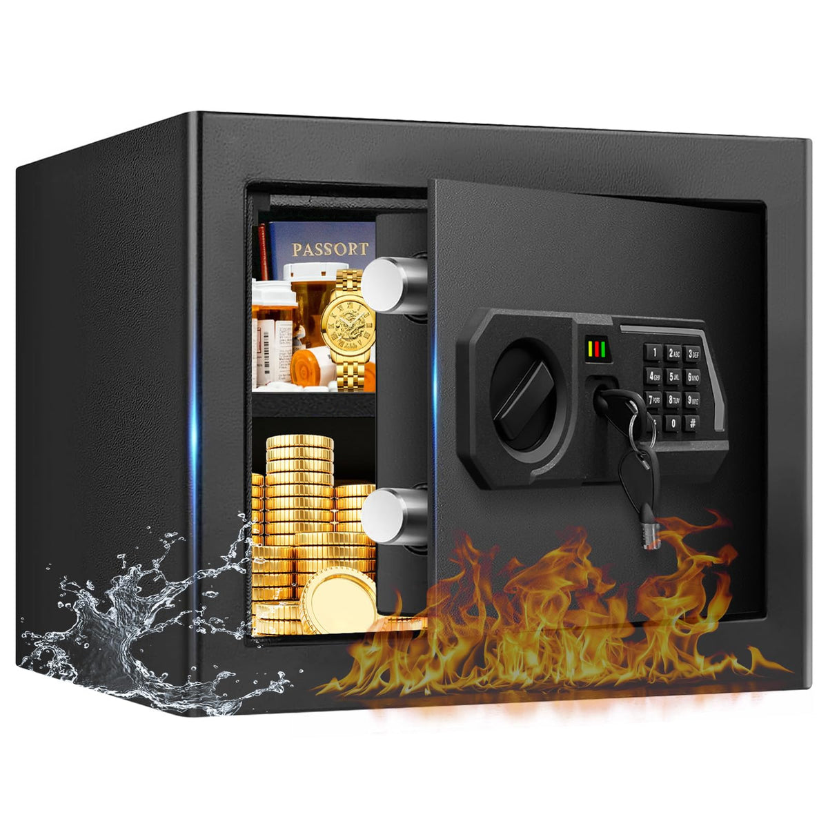 Tipiyajo 1.3 Cub Small Safe in compact design, hiding easily in a drawer or cabinet