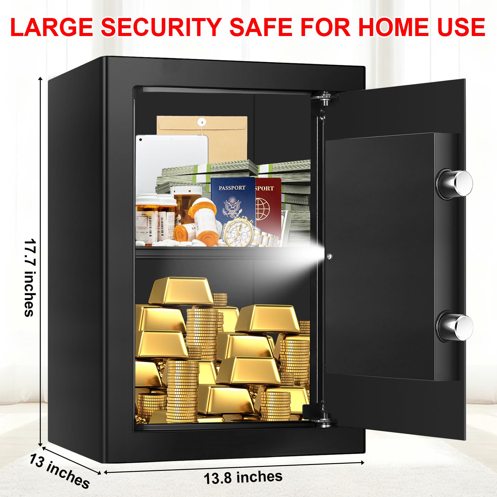 Tipiyajo 3.4 Cub Large Safe – digital keypad highlighting quick, secure access.