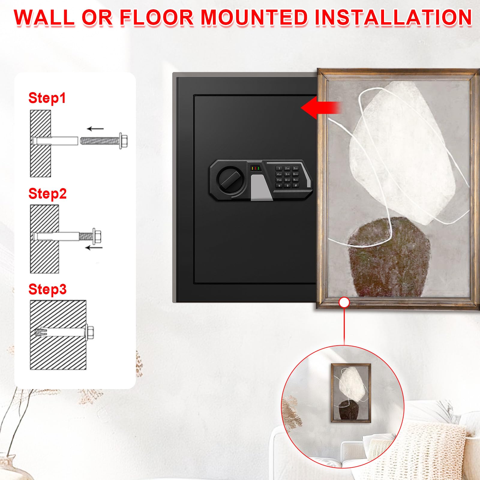 Tipiyajo 3.4 Cub Large Safe – LED interior lighting for easy item location.