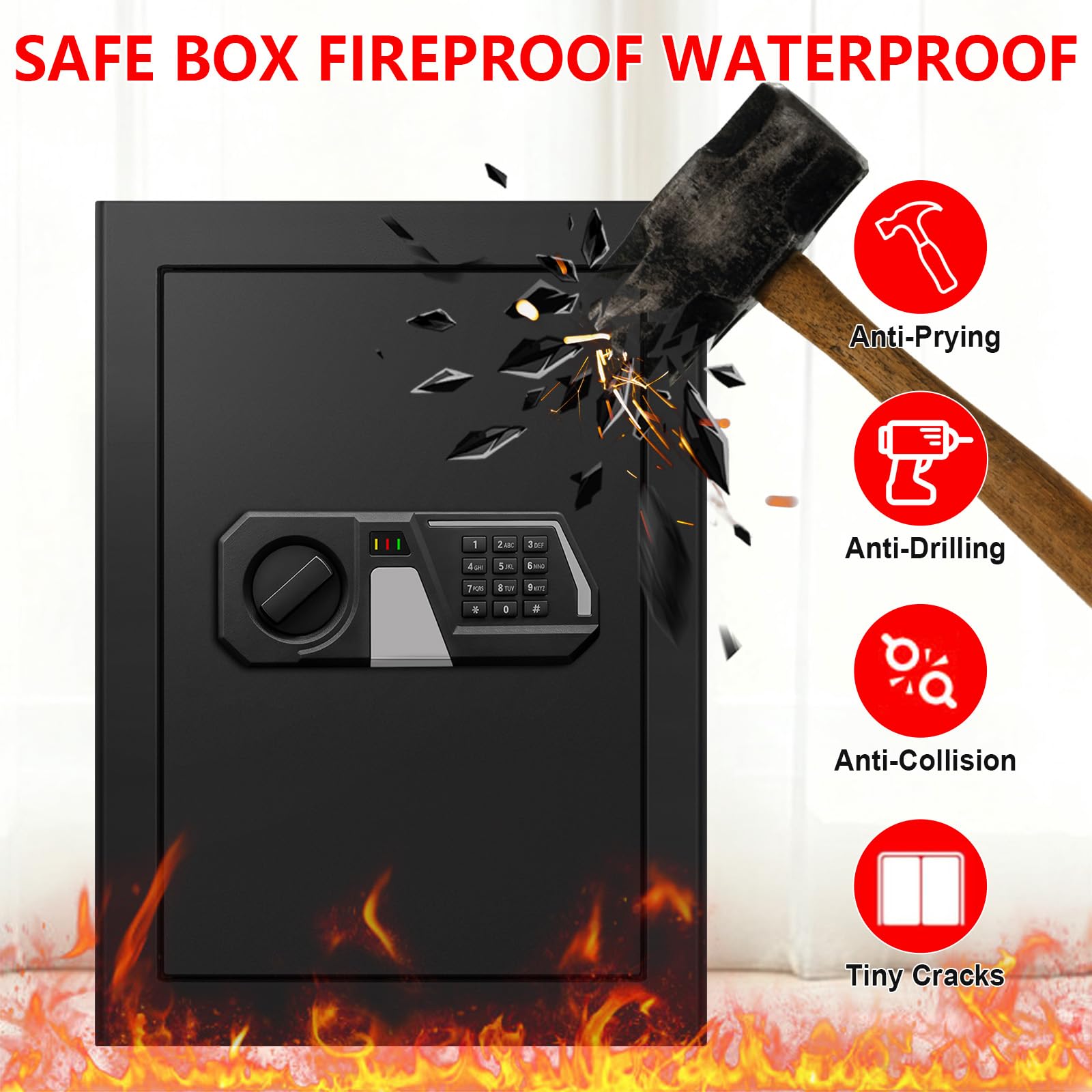 Tipiyajo 3.4 Cub Large Safe – thick door and pry-resistant design for sturdy protection.
