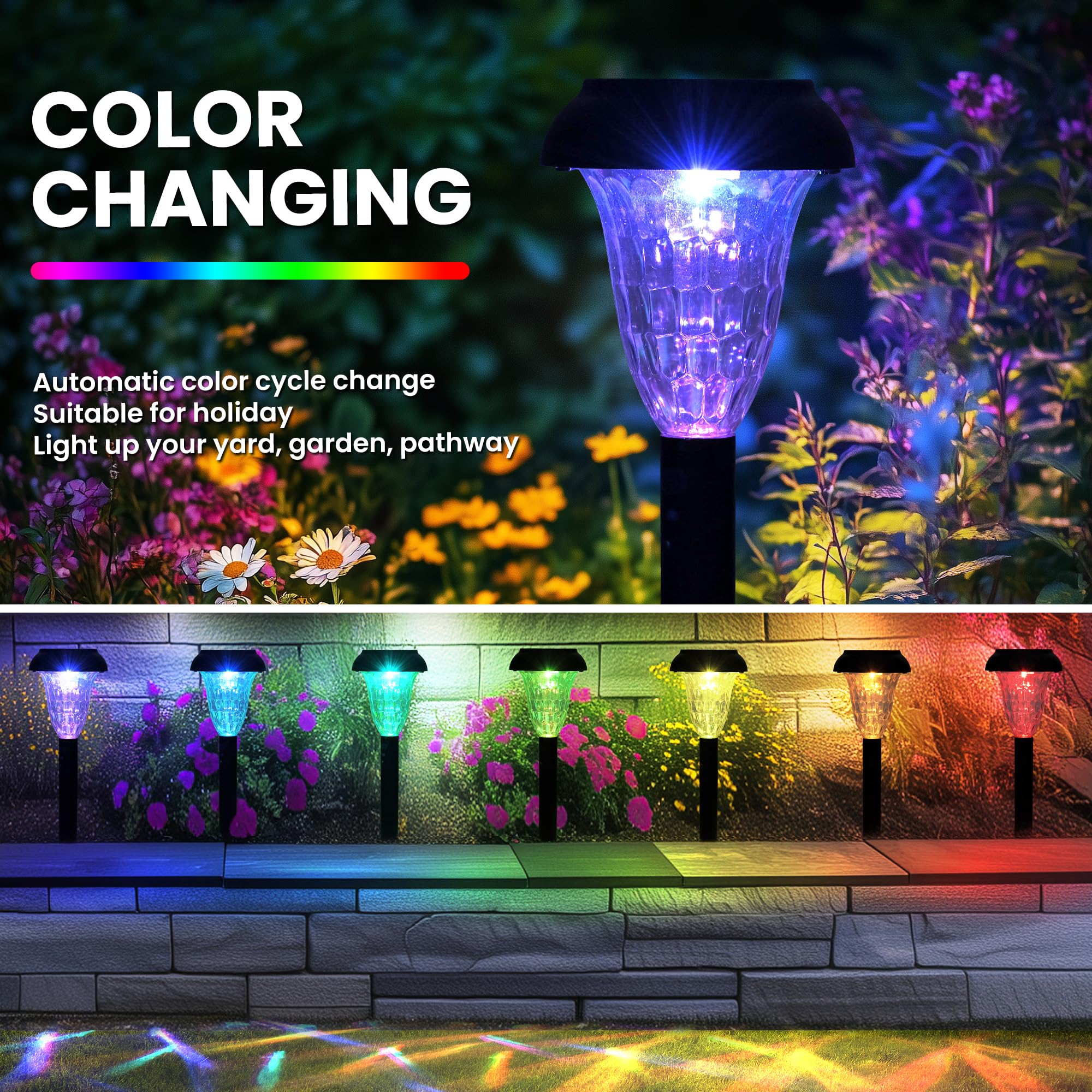 TISEJOY acrylic lampshade solar light creates visible flower patterns at night