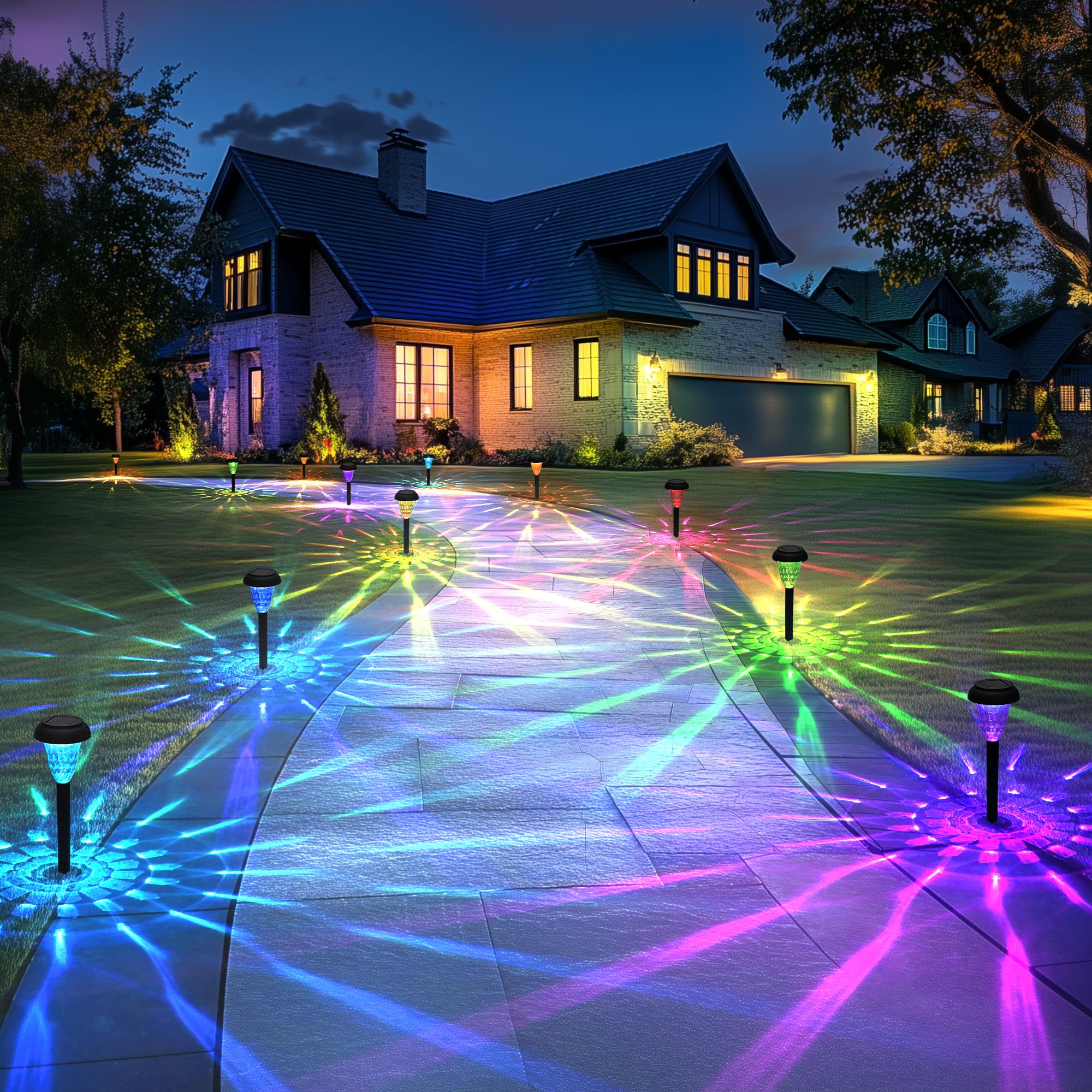 TISEJOY automatic-on solar pathway light switches on at dusk for hands-free lighting