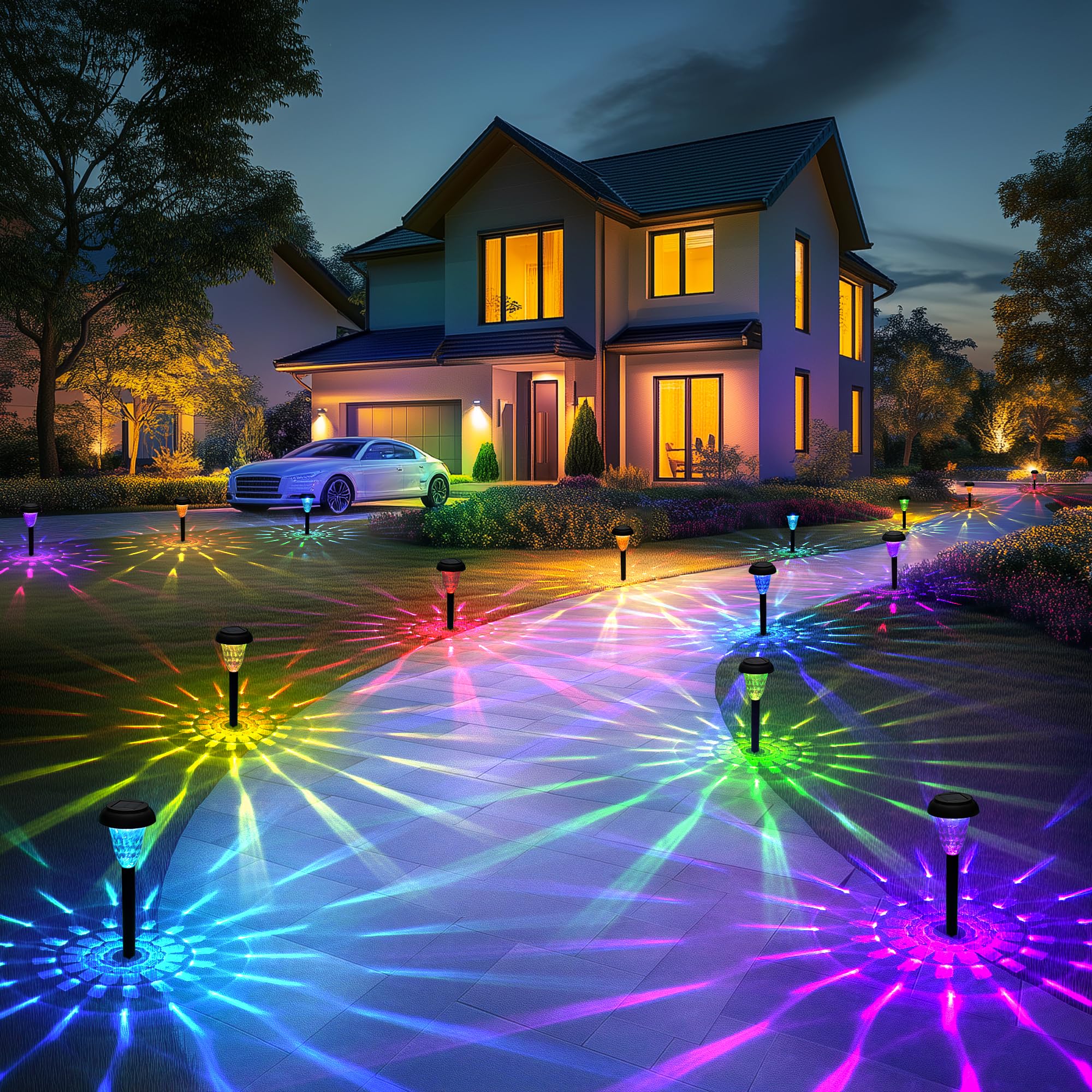 TISEJOY installation steps for solar pathway lights with simple ground stake