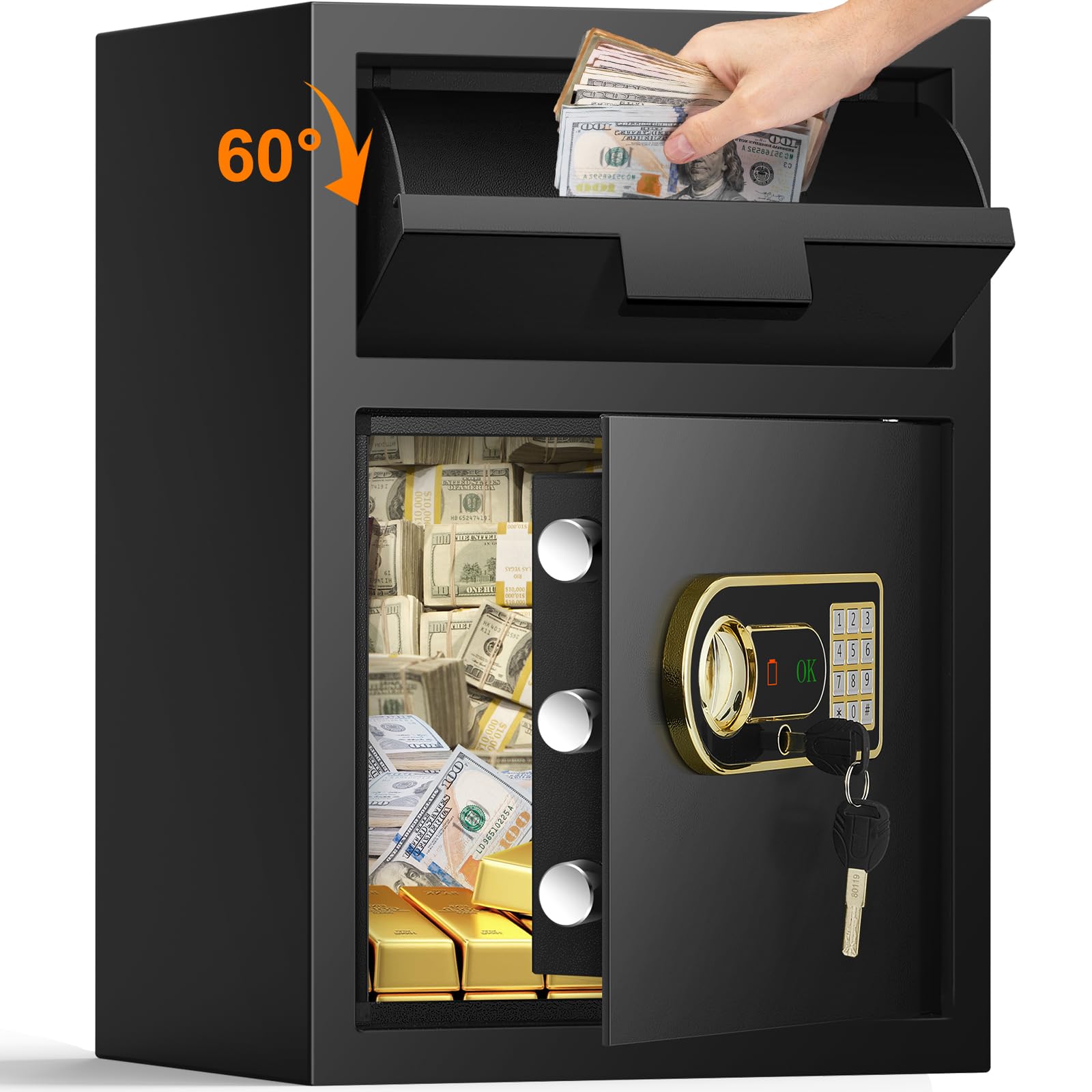Tiskgg 2.8 cubic drop safe front view for secure daily deposits