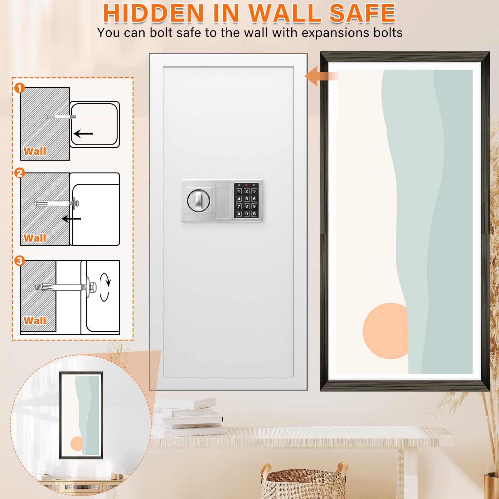 Tiskgg three removable shelves and key hooks organize belongings