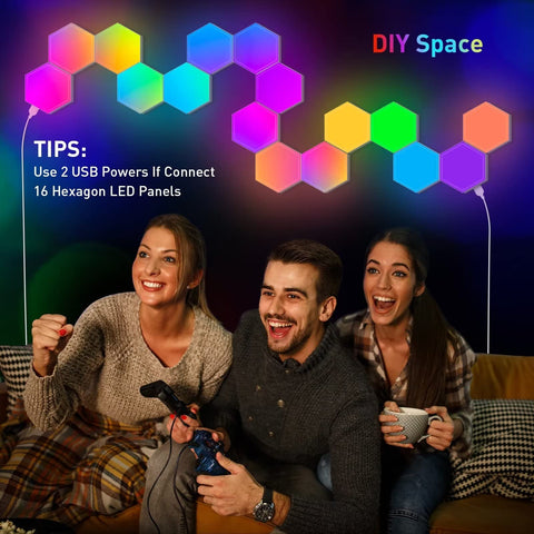 TISOFU Hexagon Lights music-sync aligns panels with music for dynamic ambience