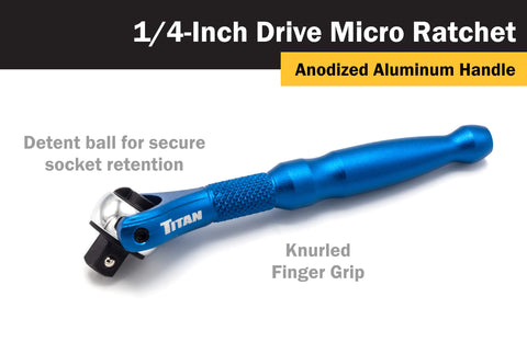 Titan 11316 swivel head at 250-degree range for flexible drive angles.
