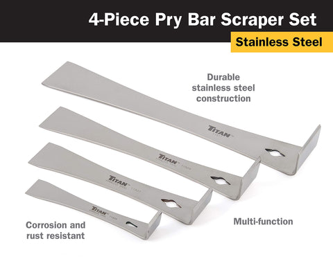 Titan 17009 9-1-4-inch pry bar provides reach for stubborn projects.