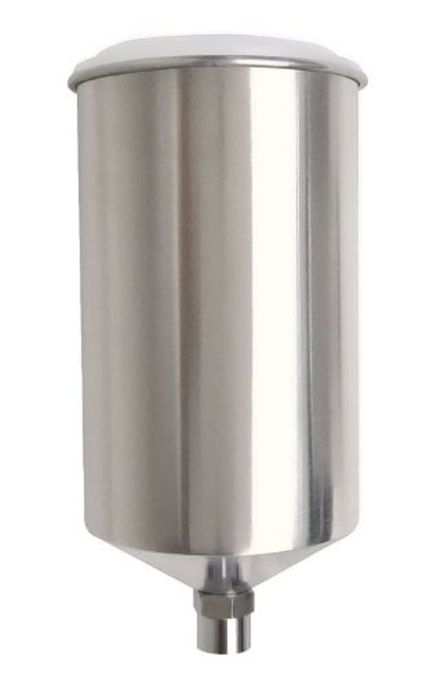 Titan 19906 aluminum gravity-feed paint cup with lid for precise pours and spill control.