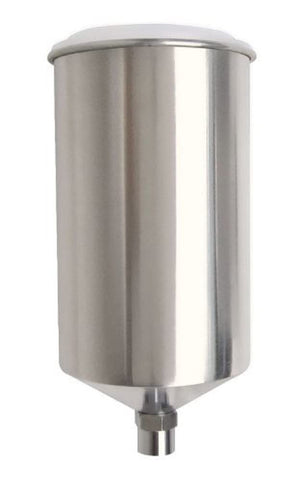 Titan 19906 aluminum gravity-feed paint cup with lid for precise pours and spill control.