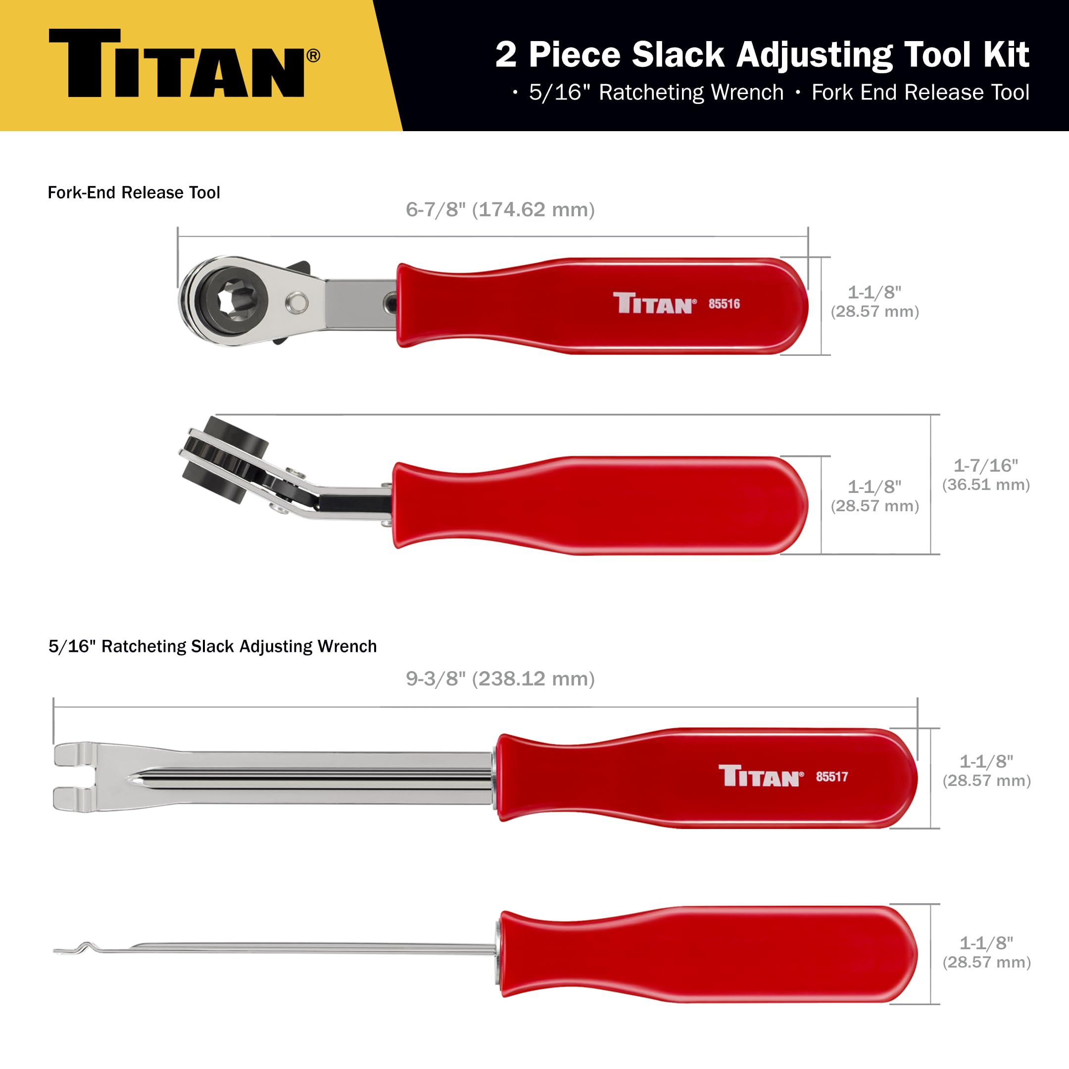 Titan 85512 two-piece Meritor set speeds brake slack installation.