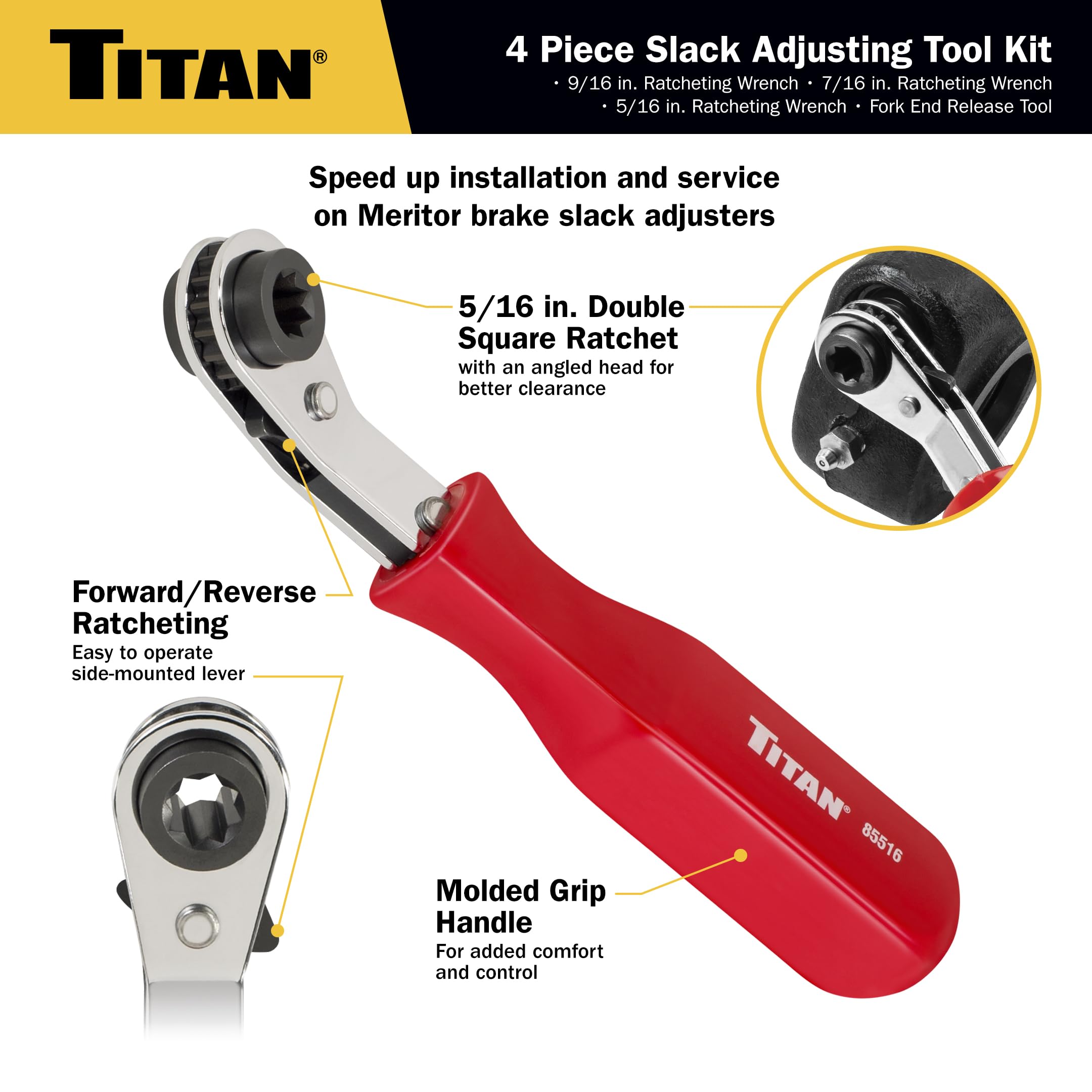 Titan 85569 slack-adjusting-tool ready for tensioner release without prying