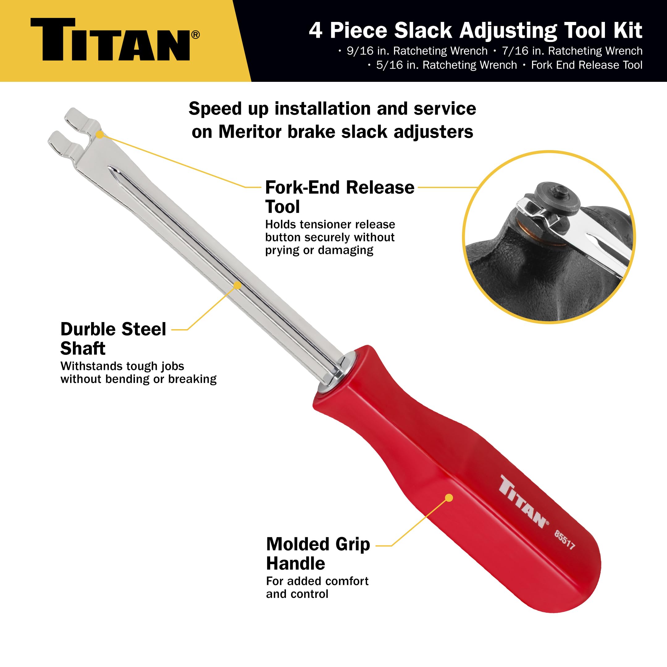 Titan 85569 XL 9-16in slack wrench for heavy-duty adjusters