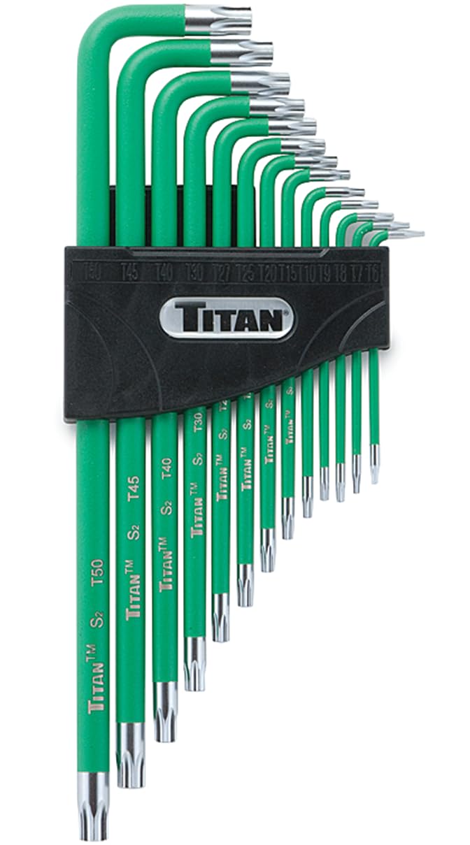 Titan Tools 12715 extra-long tamper-resistant star key set full view showing extended reach.