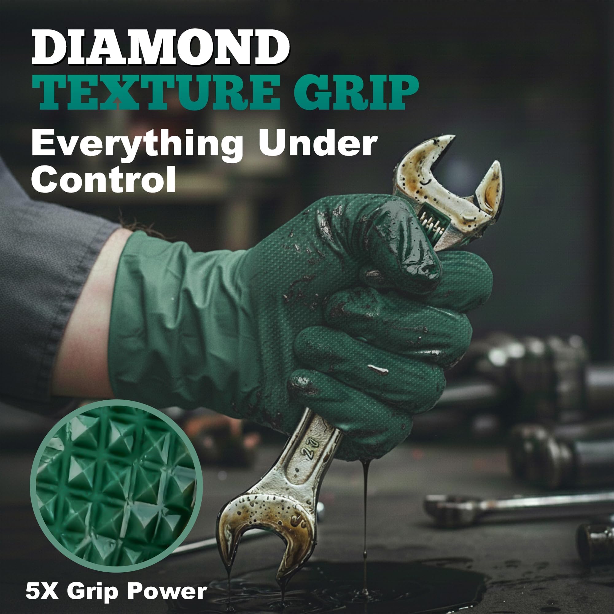 Texture on TitanFlex 8 mil nitrile glove palm emphasizing durability and grip