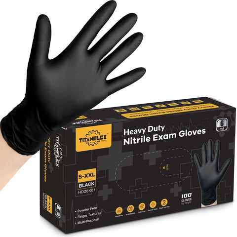 TitanFlex black nitrile gloves 6mil in 100ct box, ready for restock and use