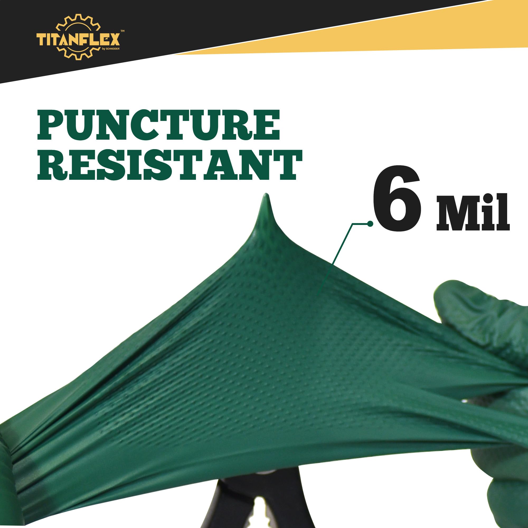 TitanFlex dark green gloves conceal grease, keeping work areas cleaner.
