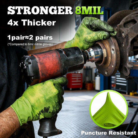 TitanFlex with diamond texture grip to improve handling of oily or wet parts.