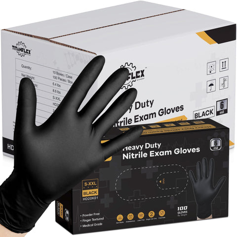 TitanFlex disposable nitrile gloves with textured fingers for a secure grip in wet or greasy environments.