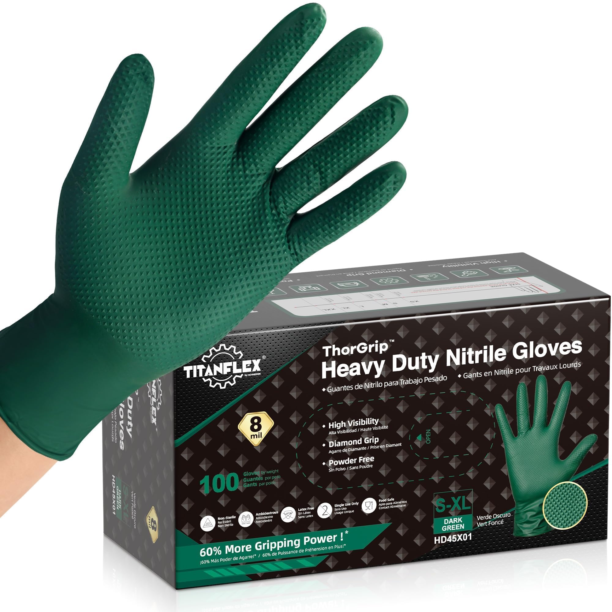 TitanFlex heavy-duty gloves with raised diamond grip for secure control in oily conditions.