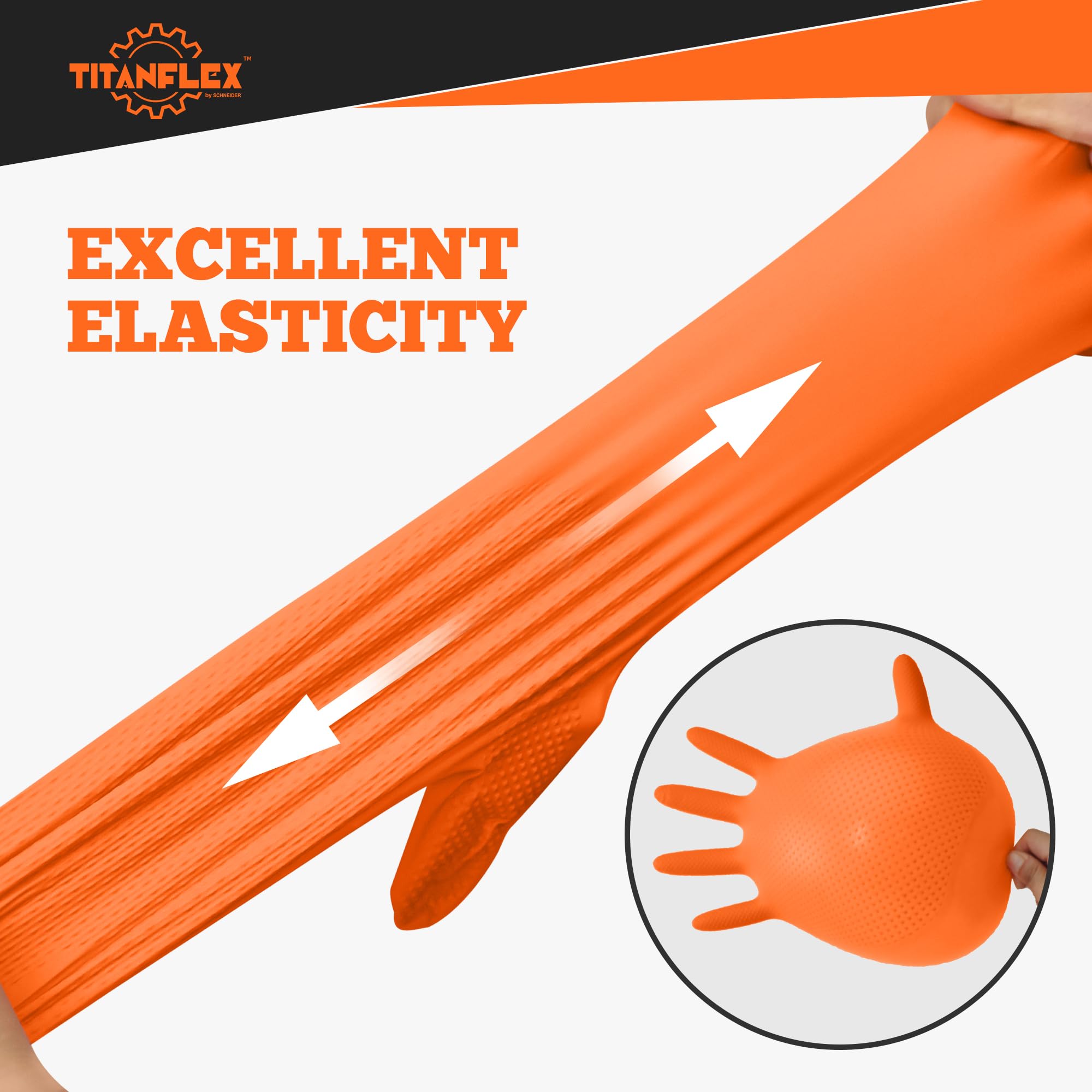 TitanFlex orange nitrile gloves with high visibility color in work environments