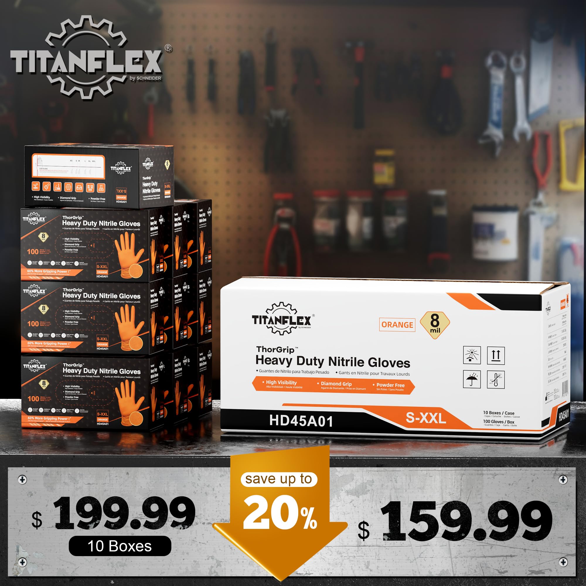 TitanFlex gloves with raised diamond texture provide a secure grip, even when wet.