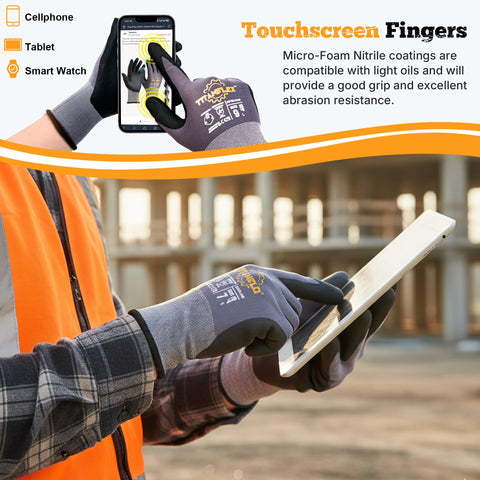 TitanFlex gloves with touchscreen-friendly fingertips for smooth device use on the job.