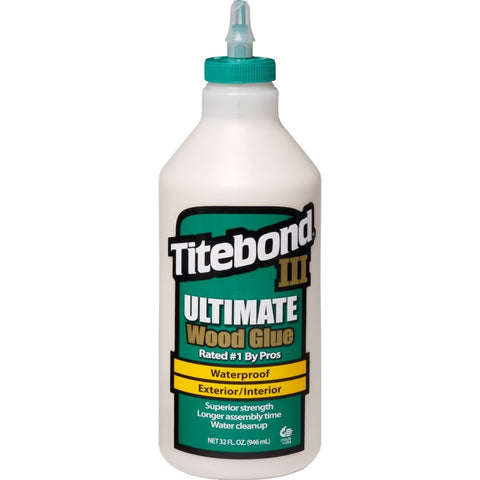 Close-up of Titebond 1415 III cap showing waterproof formula and initial tack