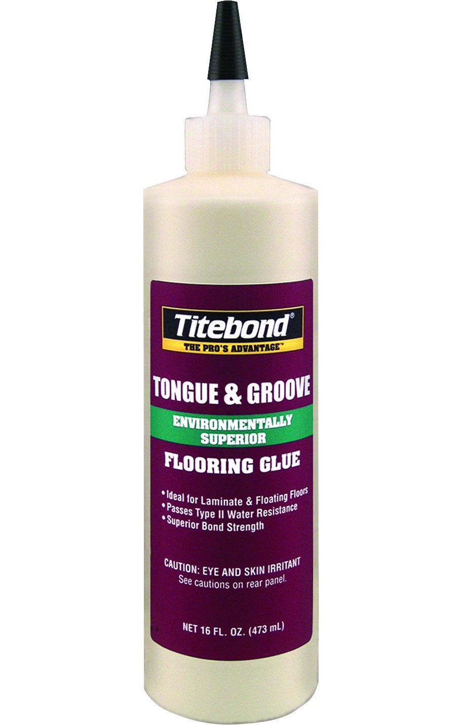 Titebond 2104 tongue and groove glue bottle provides strong bonds for flooring