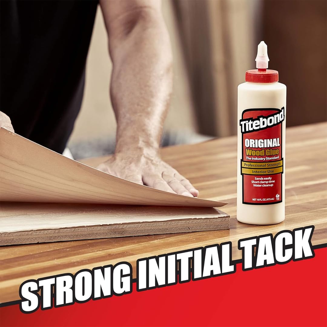 Close-up of applying adhesive for a quick-set wood joint with Titebond 5066F.