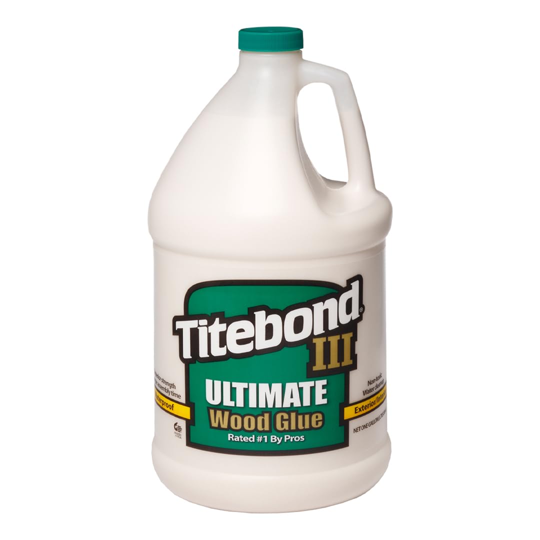Titebond III Ultimate Wood Glue bottle for durable interior and exterior bonds.