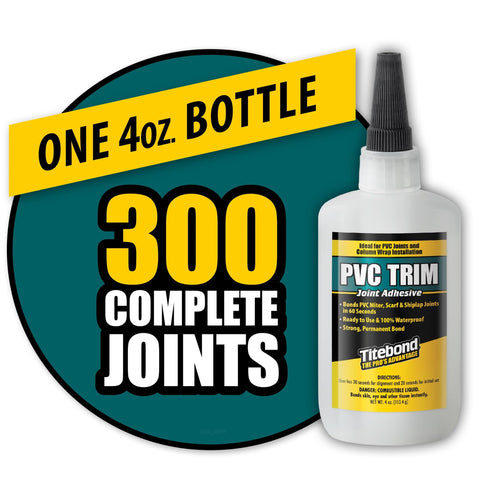 Titebond PVC Trim Joint Adhesive applied to PVC joints for durable connections.
