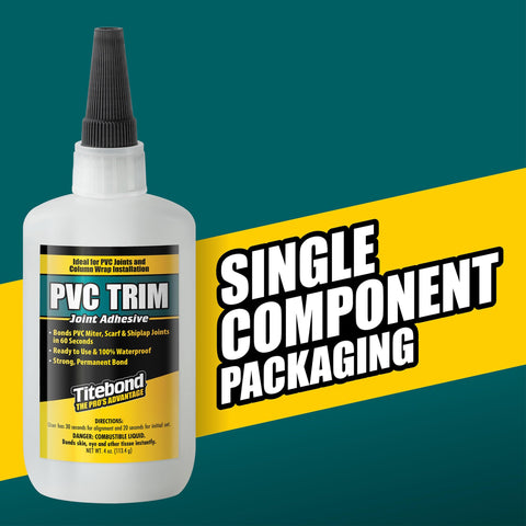Titebond PVC Trim Joint Adhesive provides a waterproof bond for outdoor projects.