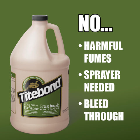 Titebond glue line remains translucent, minimizing bleed-through on open-grained veneers.
