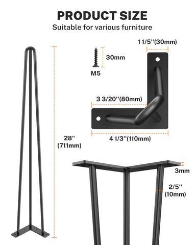 TITECK heavy-duty steel legs offer reliable support for everyday tables.